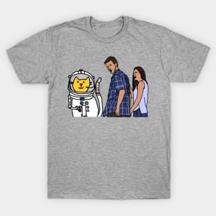 Distracted Boyfriend Meme Sci Fi With Space Cat T-Shirt